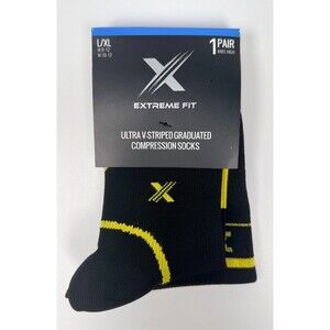 X Extreme Fit Ultra V Striped Graduated Compression Socks NIP New 1 Pair L/XL
